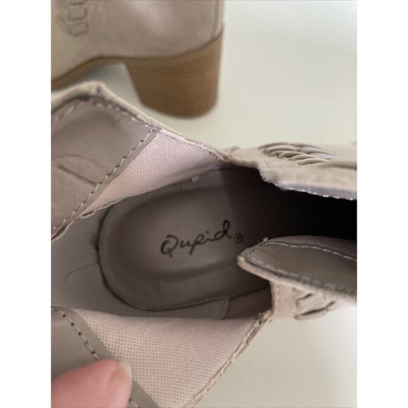Qupid Booties Boots Taupe Women’s Size 7 Square Block Heel Cowgirl Rodeo Country - Picture 8 of 10